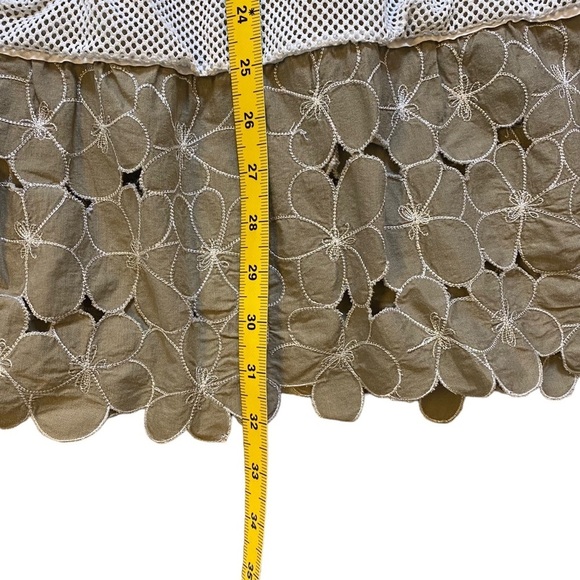 Vintage 80’s Prairie Skirt Large Drop Waist Multi Tiered Khaki and Ivory Retro - Picture 11 of 16